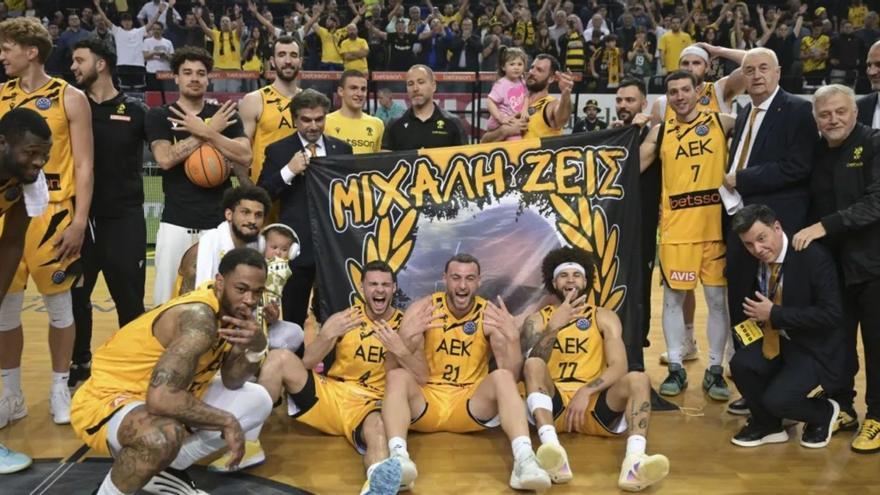 Imagen del AEK de Atenas, rival del Unicaja en la semifinal de la Final Four de la BCL 2025.