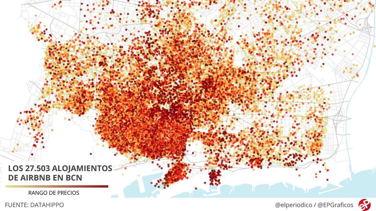 mapa airbnb barcelona