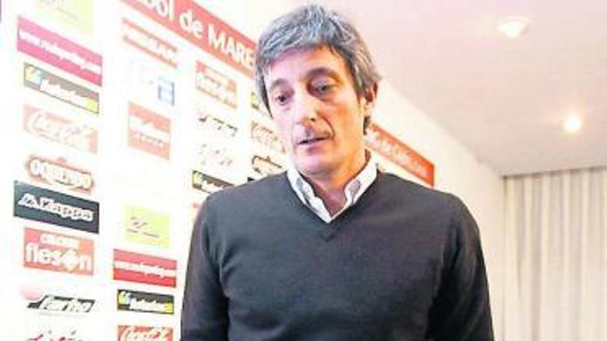 Iñaki Tejada, tras su primera rueda de prensa como entrenador del Sporting.