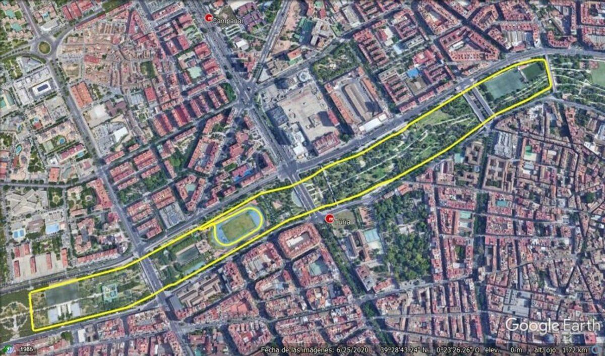 El itinerario de la IV Carrera Solidaria por el Cáncer de Pulmón de València.