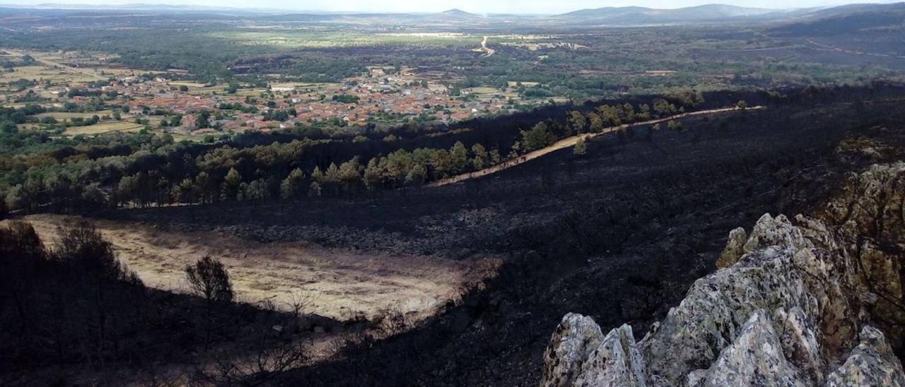 La Sierra de La Culebra, calcinada tras el incendio.