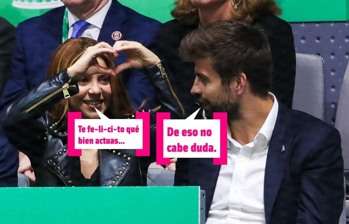 Shakira y Gerard Piqué en un partido