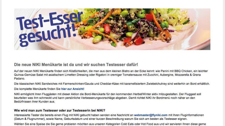 Hunger und im August mit Niki gebucht? Dann empfiehlt sich genaues Lesen.