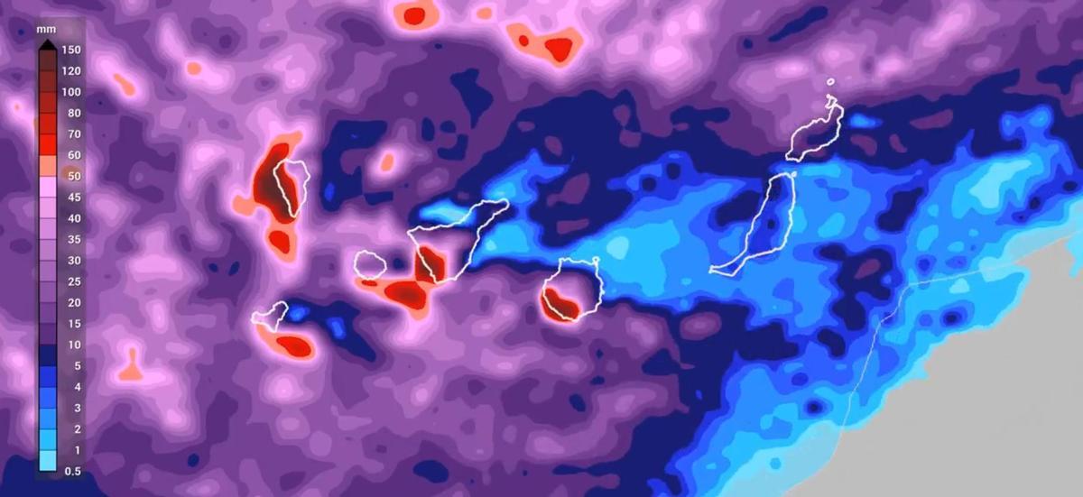 Avance de la borrasca Claudia en Canarias