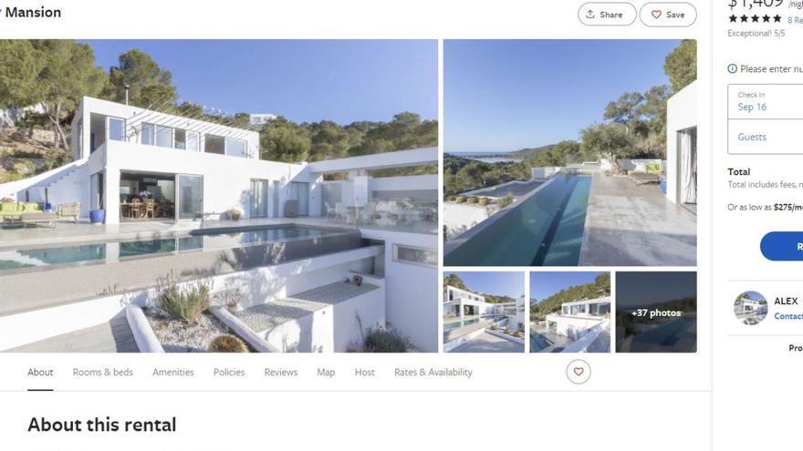 Imagen de uno de los anuncios de alquiler del chalé en ses Salines, que no cuenta con licencia de actividad turística. | D.I.