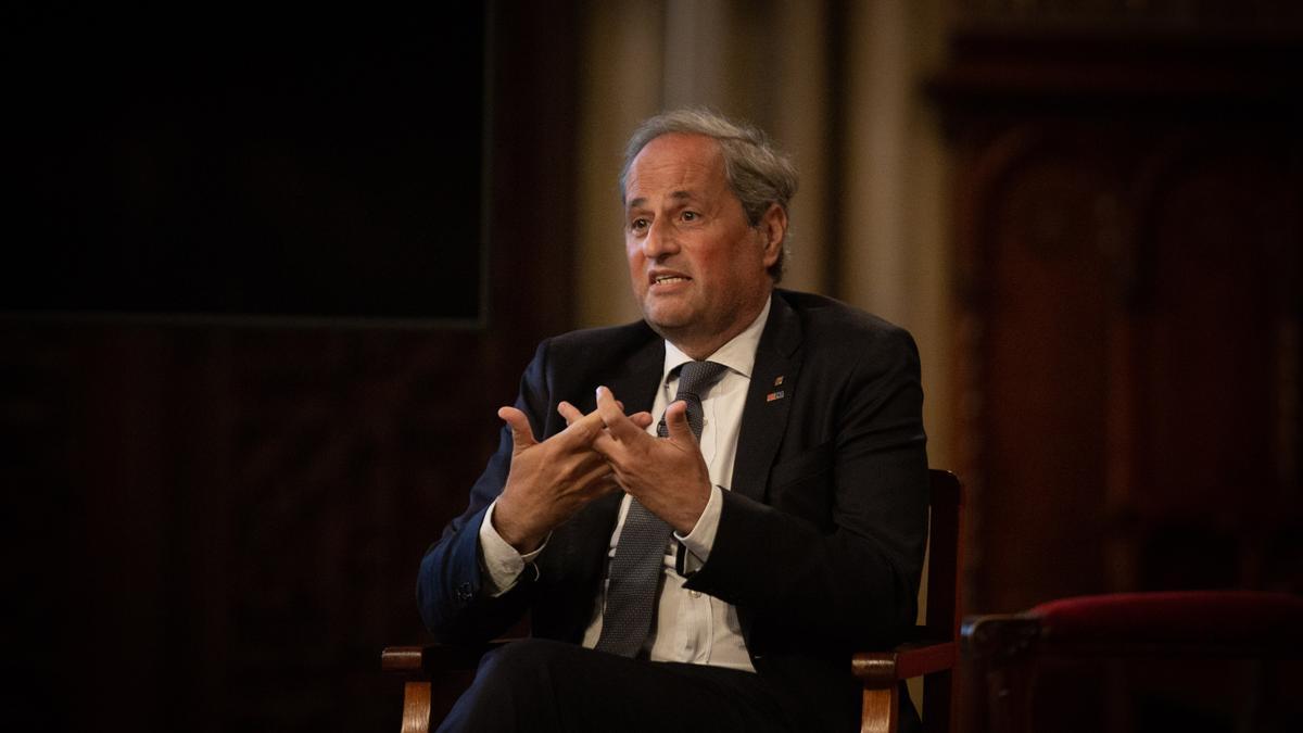 El expresidente de la Generalitat Quim Torra en la clausura del ciclo 'Escolta, Europa'.