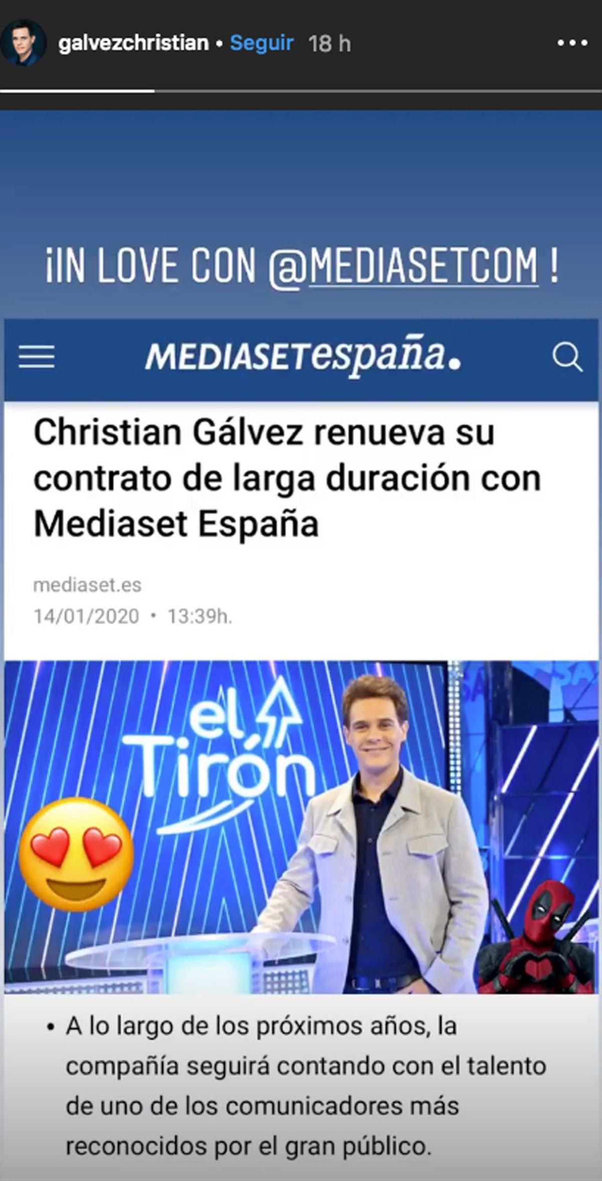 Christian Gálvez anuncia que renueva con Mediaset.