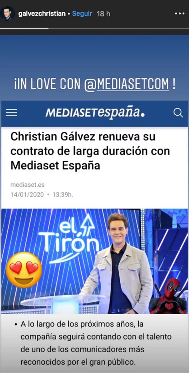 Christian Gálvez anuncia que renueva con Mediaset.