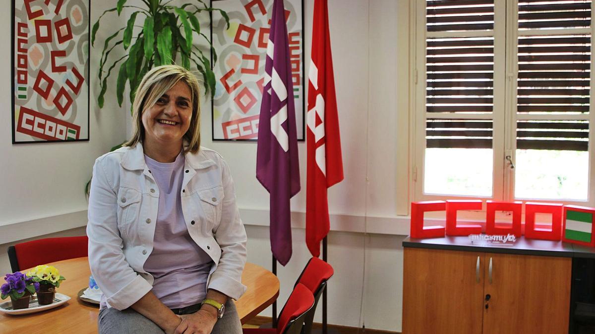 Marina Borrego, en su despacho de la sede de CCOO.