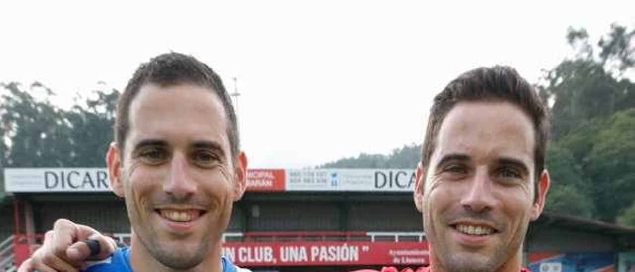 Por la izquierda, Jorge y Alejandro, ayer durante el entrenamiento del Llanera.