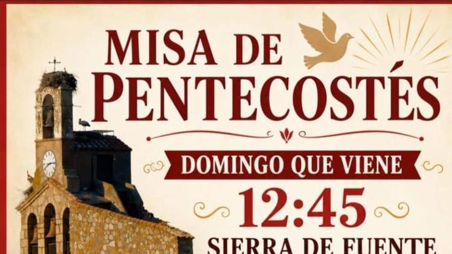 Sierra de Fuentes celebra la Misa de Pentecostés con música rociera y hermandad