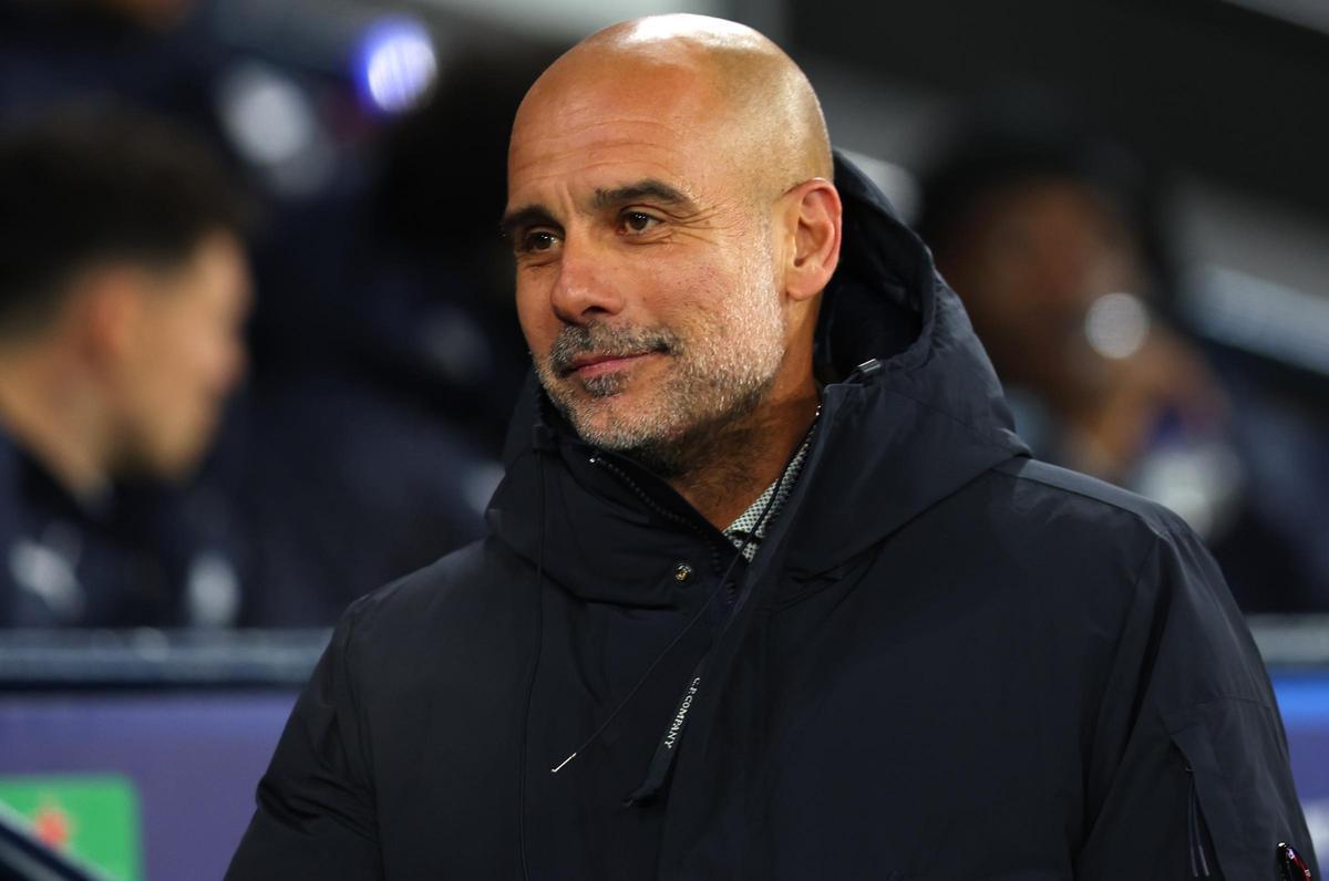 Pep Guardiola, durante el partido entre el Manchester City y el Bayer Leverkusen