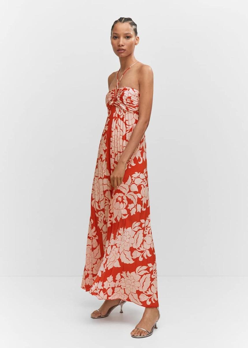 Vestido rojo plisado mango sale