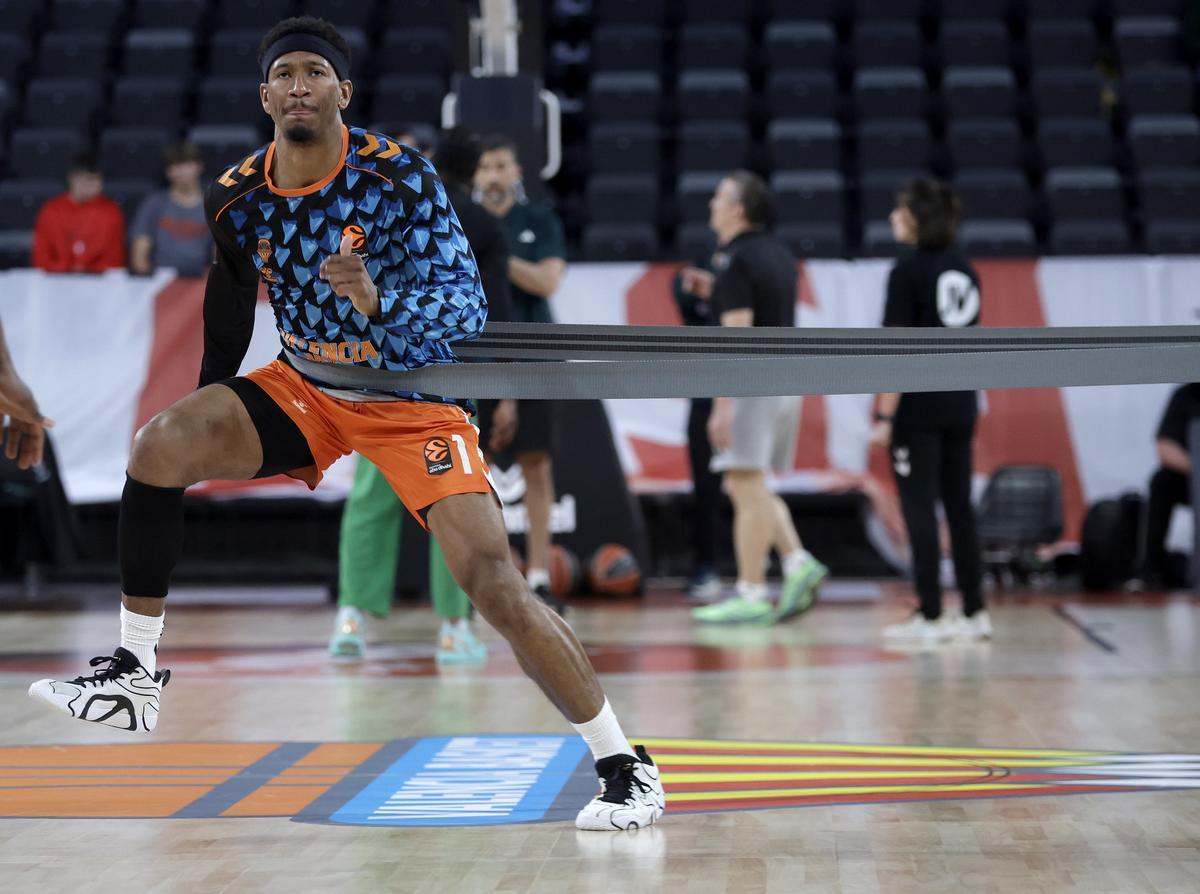 Kameron Taylor, en el entrenamiento previo al duelo ante el Panathinaikos.