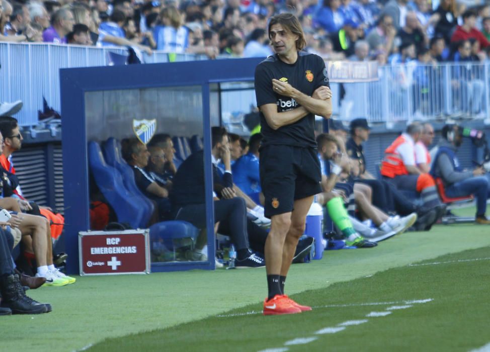 Un tanto de Leo Suárez a cinco minutos del final le da la victoria y los tres puntos al RCD Mallorca en su visita a La Rosaleda, en un duelo de aspirantes al ascenso a Primera División que comenzaban la jornada empatados a puntos.