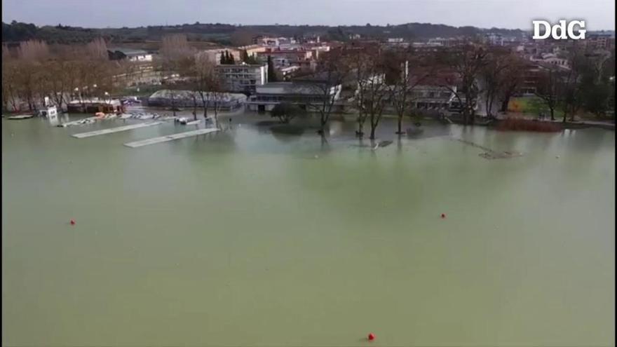 Vídeo: Espectaculars imatges aèries de l'Estany de Banyoles després de la borrasca 'Gloria'