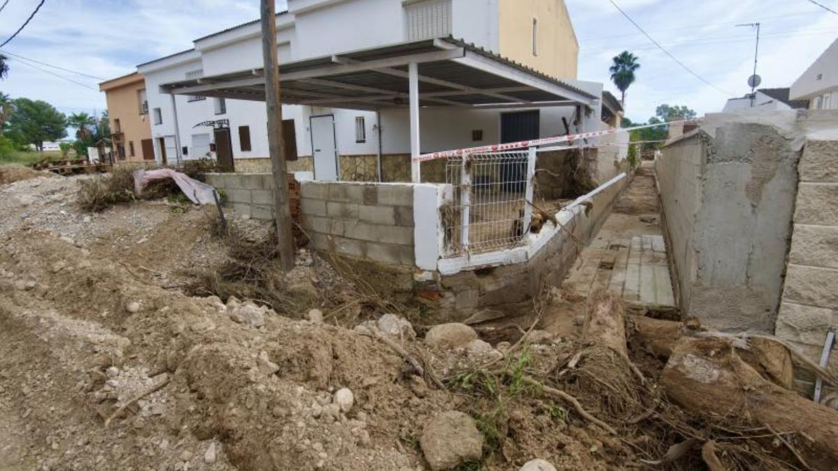 Urbanización L'Estona, de Alcanar (Montsià), tras las lluvias torrenciales.