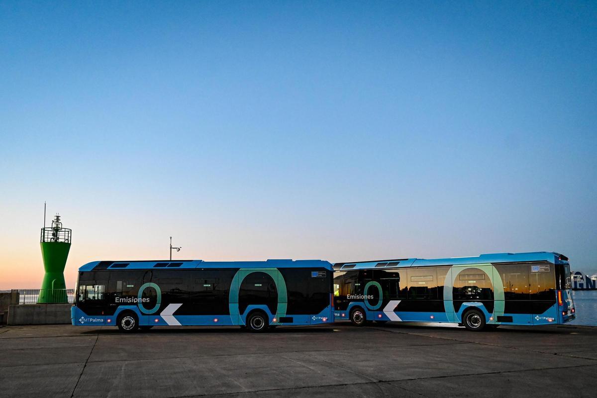 Dos de los nuevos buses eléctricos de la EMT.