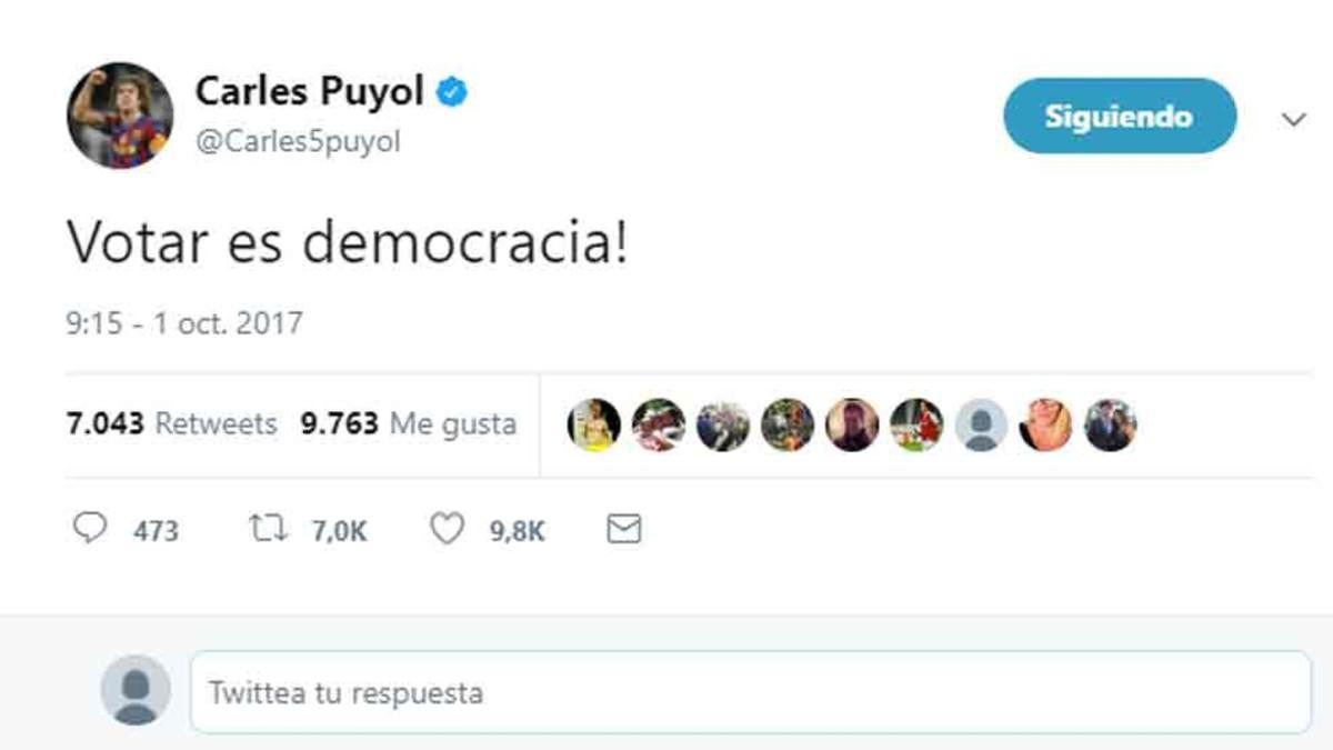 Este es el tuit de Carles Puyol