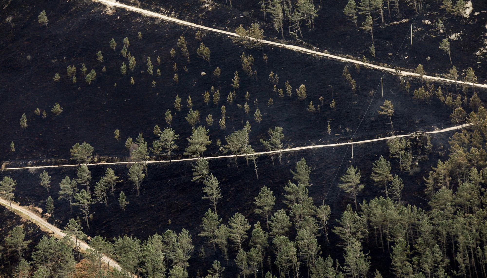 Trabajos de extinción de incendios en Valdés