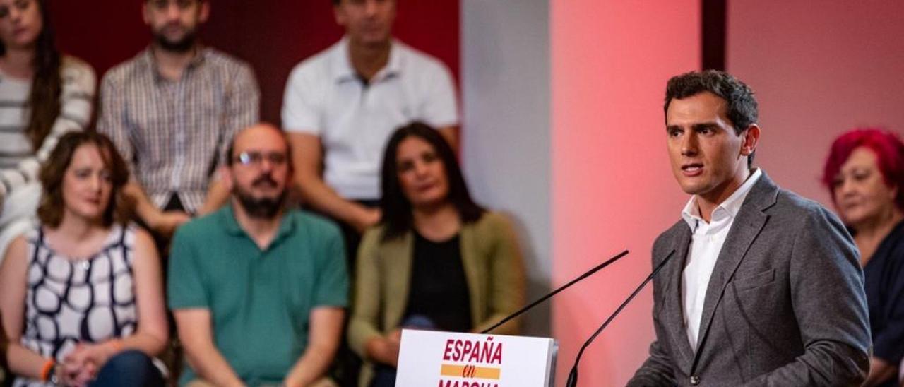 El líder de Ciudadanos, Albert Rivera, en un acto de precampaña en Madrid