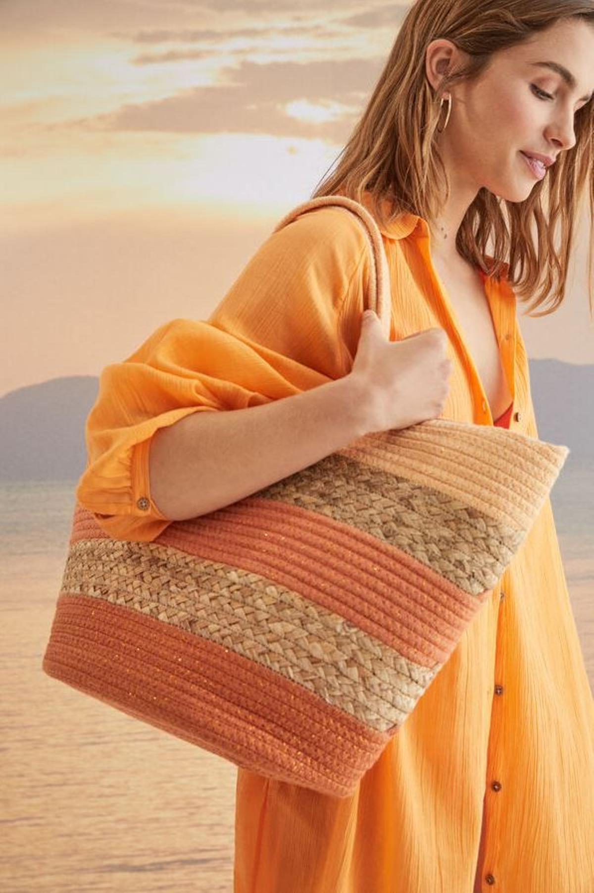 Bolso playa capazo naranja woman