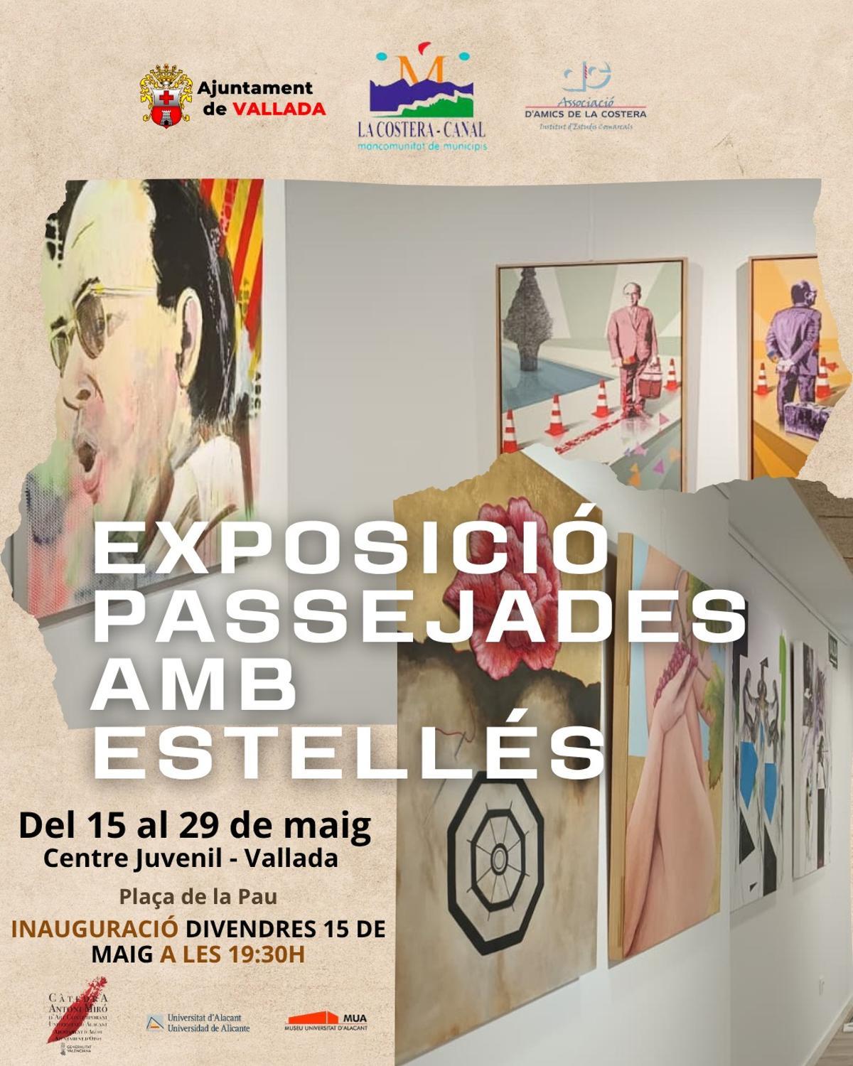 El cartel de la exposición en Vallada.