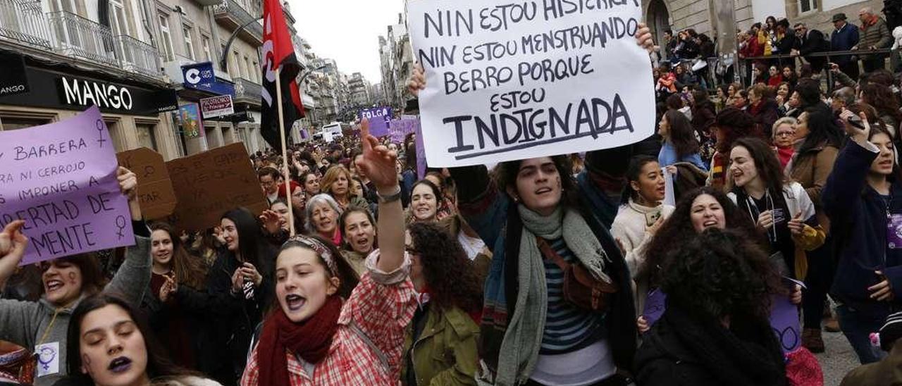 Mujeres en la manifestación celebrada en Vigo el pasado 8 de marzo // Ricardo Grobas