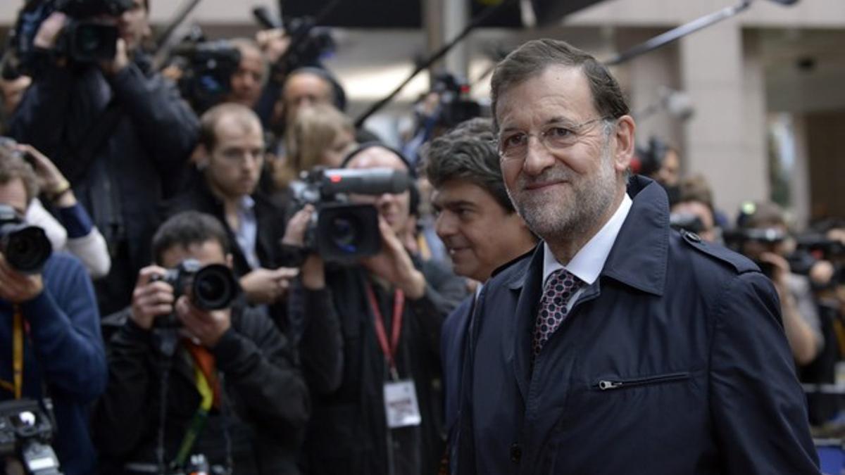 Mariano Rajoy, a su llegada a la cumbre de la UE, el jueves en Bruselas.