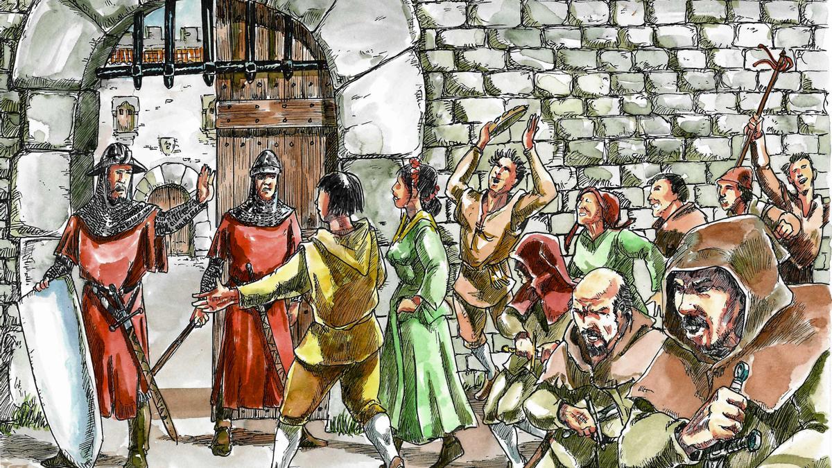 Il·lustració del fals casament per poder assaltar el castell per tercera vegada.