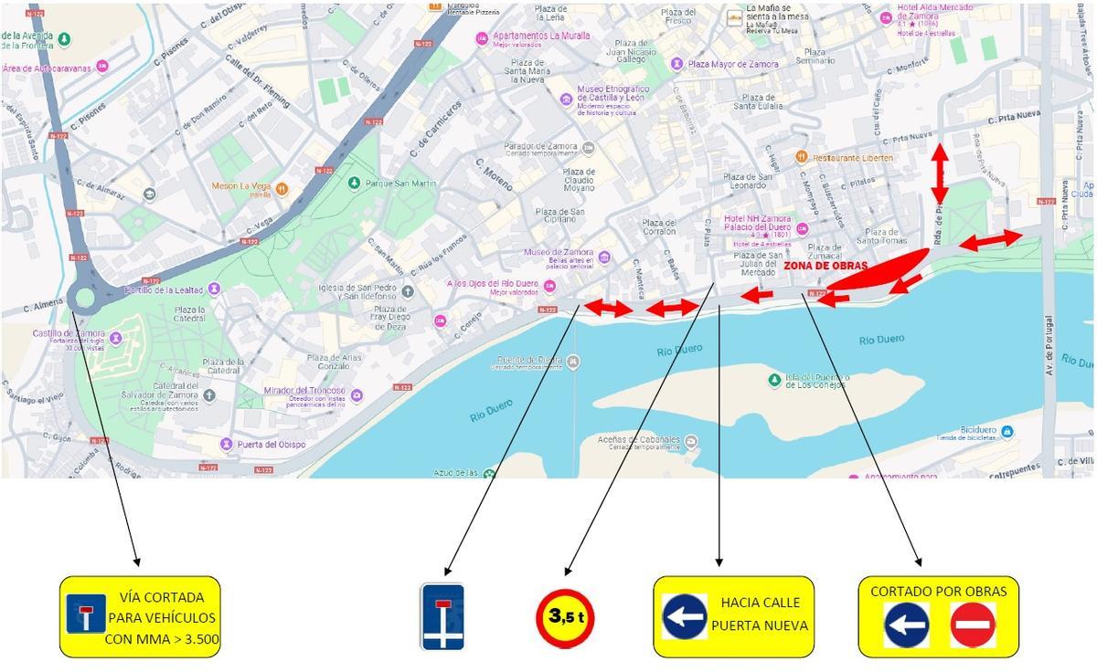 Esquema del tráfico en la avenida del Mengue a partir del lunes 17