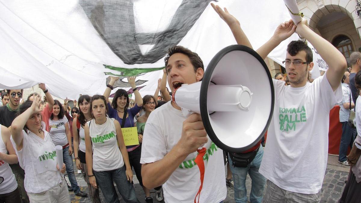 Una de las manifestaciones del 15M en Gandia, en junio de 2011.