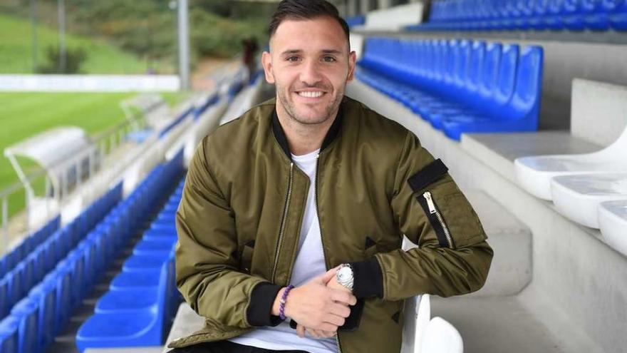 Lucas Pérez, ayer en la ciudad deportiva de Abegondo.