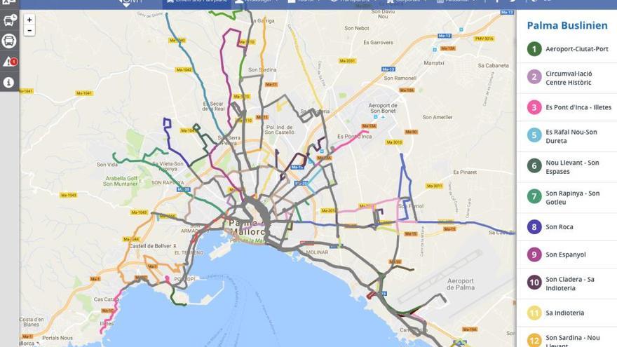 Palmas Buslinien, Fahrpläne und Tarife auf einen Online-Blick