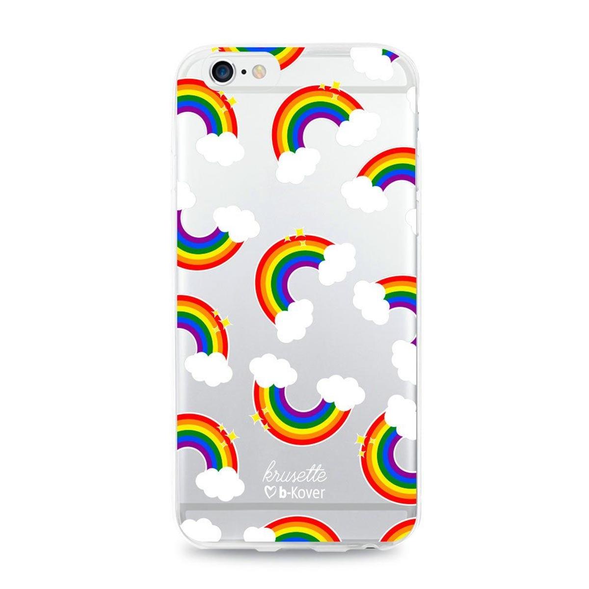 Funda de móvil transparente con dibujos de arcoíris de KRUSETTE X B-KOVER. (Precio: 14,99 euros)