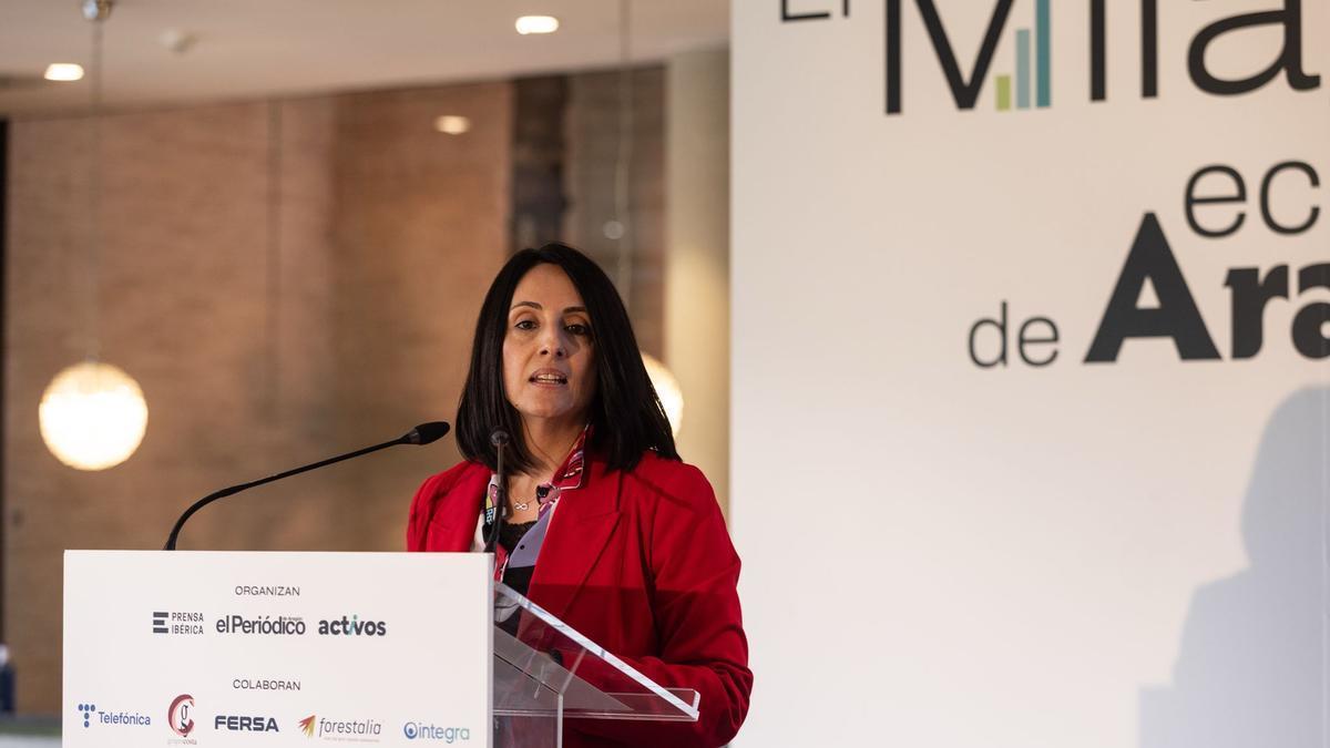 La Secretaria de Estado de Industria, Rebeca Torró, en su intervención en el evento 'El milagro económico de Aragón'.