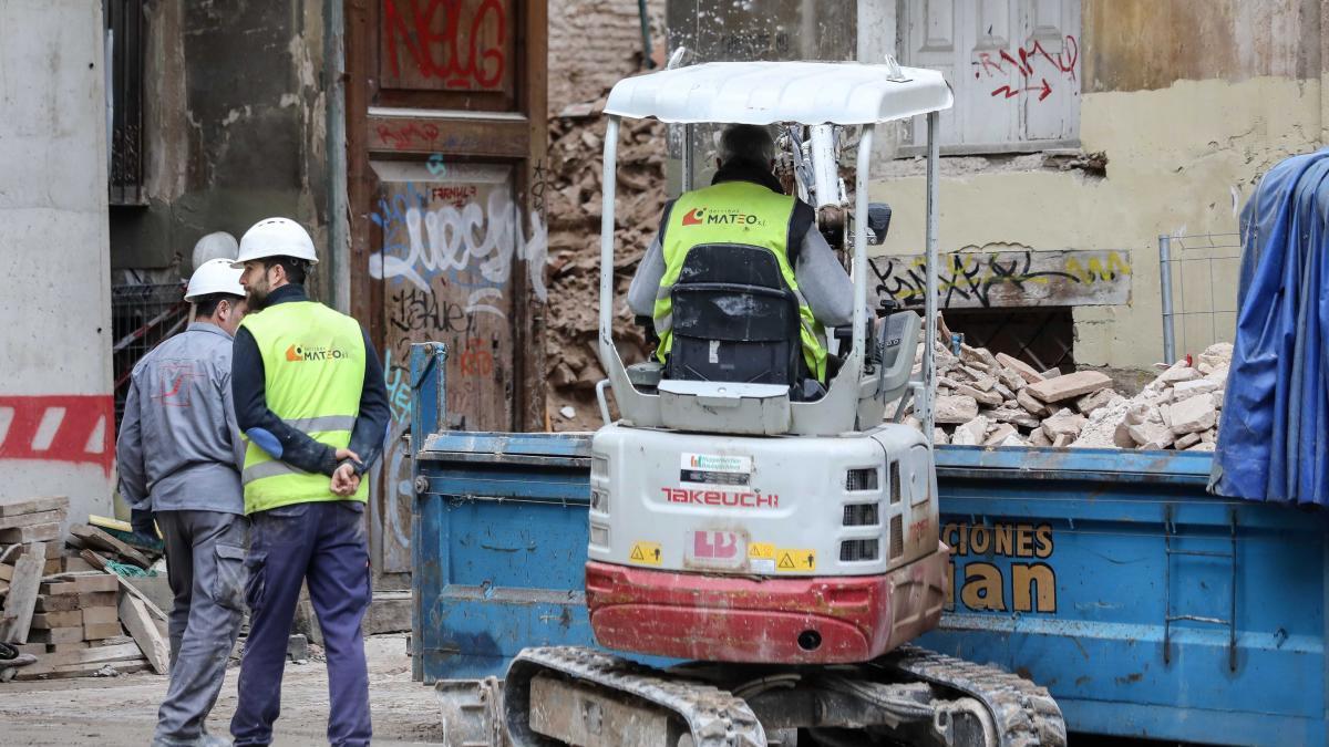 Trabajadores de la construcción en València en una imagen reciente