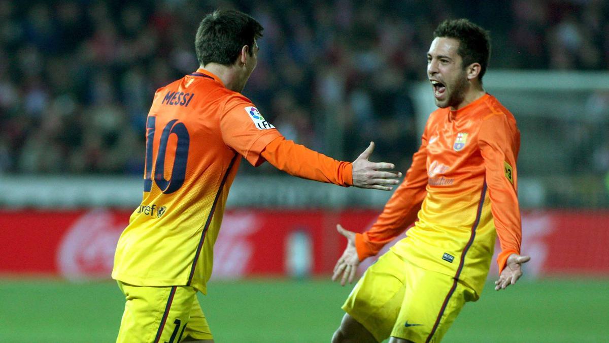 Leo Messi y Jordi Alba, en una de sus primeras conexiones con la camiseta del Barça