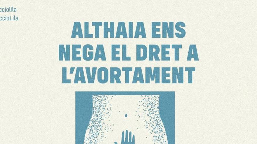 Cartell de la convocatòria per la concentració davant d&#039;Althaia per exigir el dret a l&#039;avortament