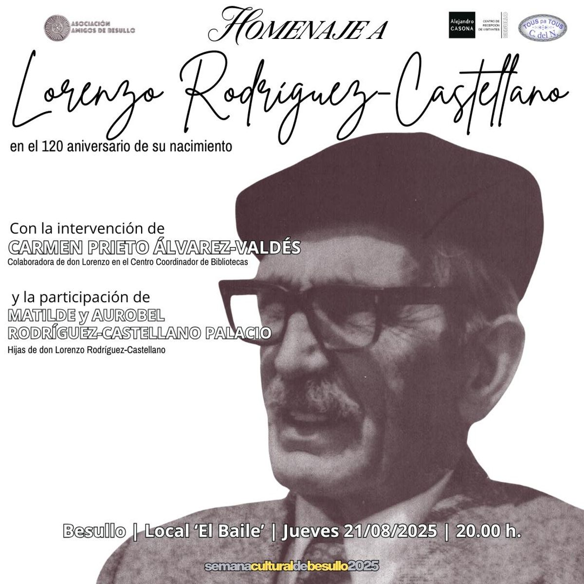 Cartel del homenaje a Lorenzo Rodríguez-Castellano.