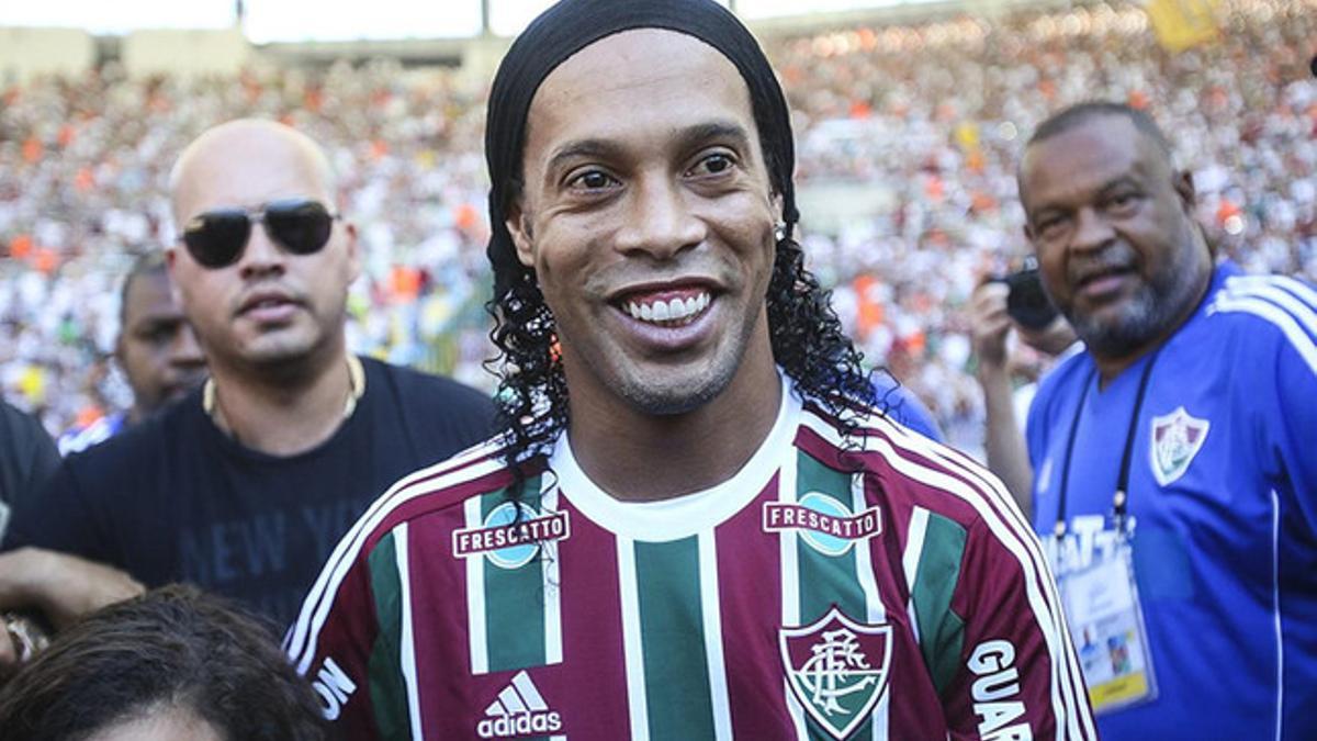 Ronaldinho, en su presentación con el Fluminense