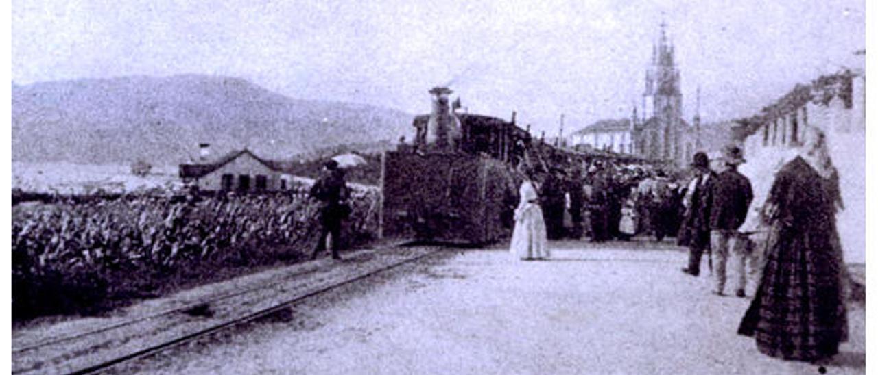 1889,traseira do tranvía a vapor Pontevedra-Marin.Estación-de Marin. // Arquivo do autor