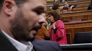 El diputado Rafael Rufián y la ministra de Hacienda, María Jesús Montero, en una imagen de archivo.