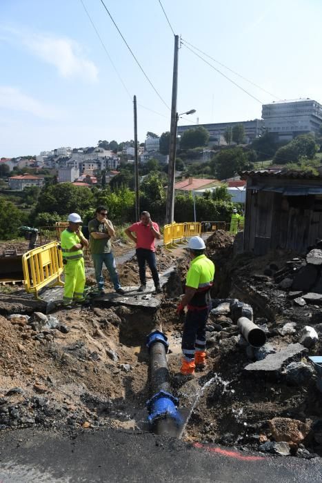 Rotura de una tubería en A Zapateira