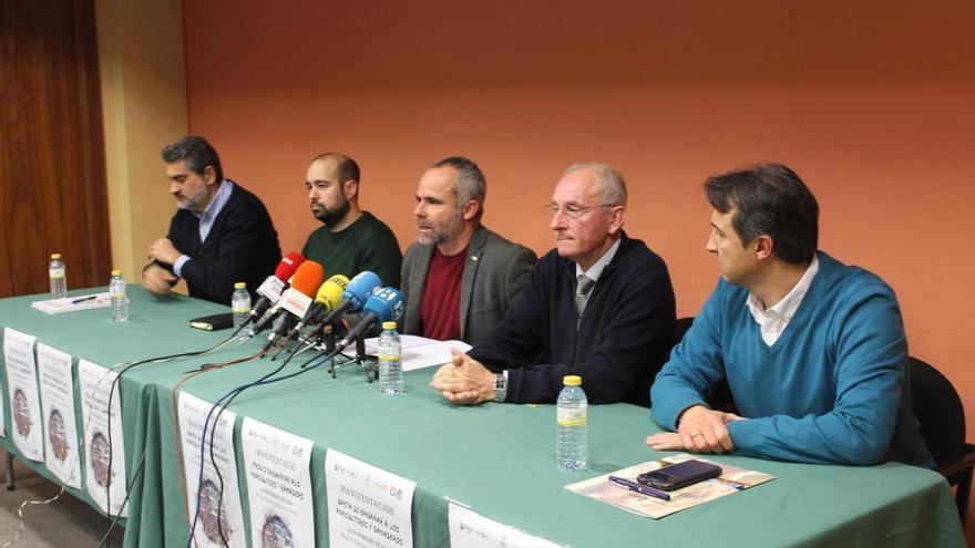 Dirigentes de organizaciones agrarias de la C. Valenciana, ayer, en la sede de AVA-Asaja.