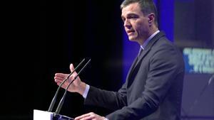 El presidente del Gobierno, Pedro Sánchez, durante la inauguración de las Jornadas de Fondos Europeos de Recuperación. 