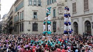 Jornada ’castellera’ de las fiestas de Santa Eulàlia en Barcelona.