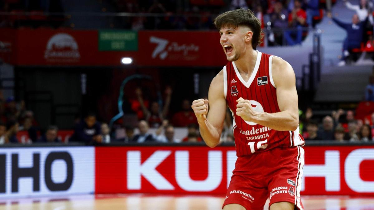 Joaquín Rodríguez celebra una acción durante el encuentro del domingo ante el Baskonia