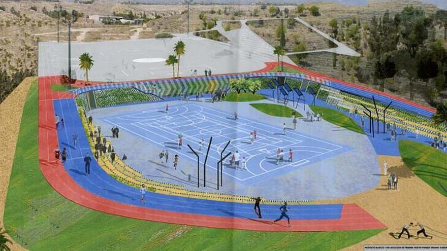 Reproducción virtual de la primera fase de la futura ciudad deportiva de Villafranqueza que se aprueba el miércoles