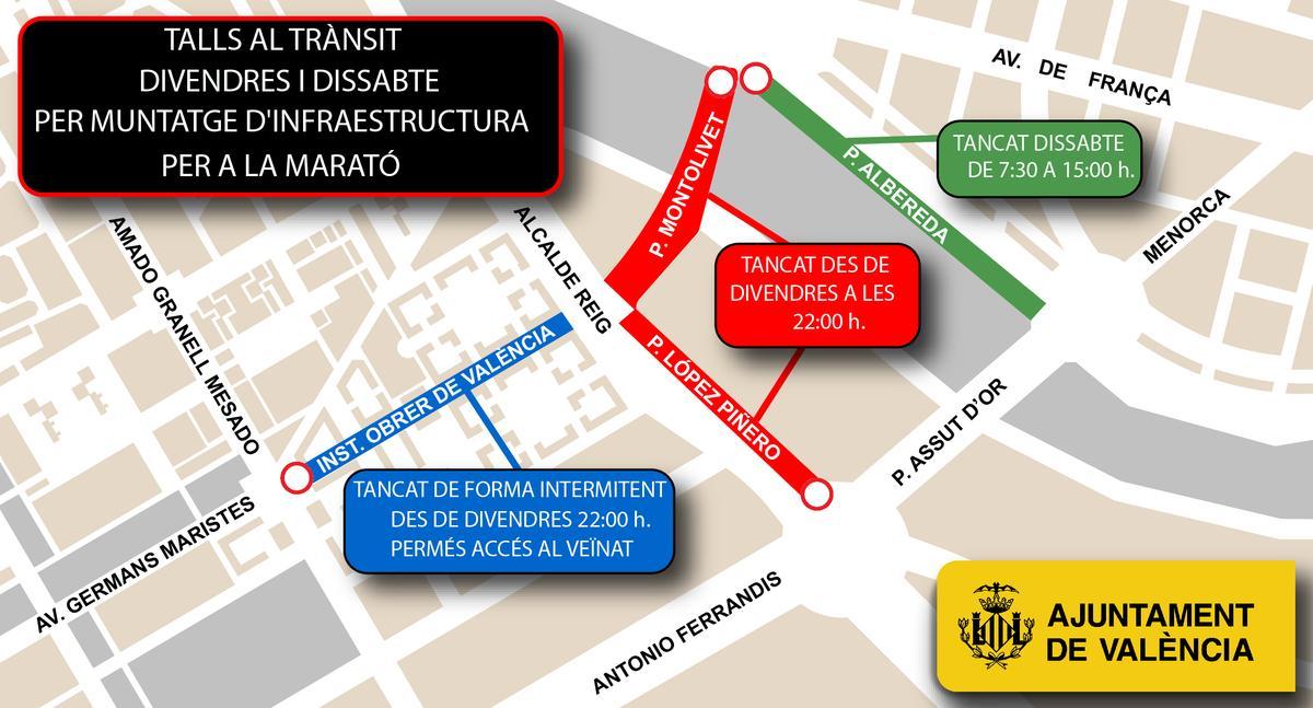 Cortes de tráfico en la zona de salida desde el viernes